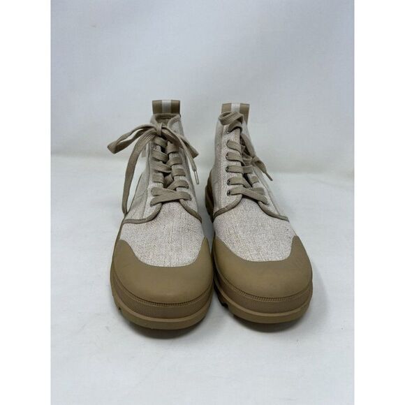 Zara Womens Fabric Lace Up Ankle Boots Tan Natural EU 41 US 10 1131/710 NWT - Picture 2 of 6